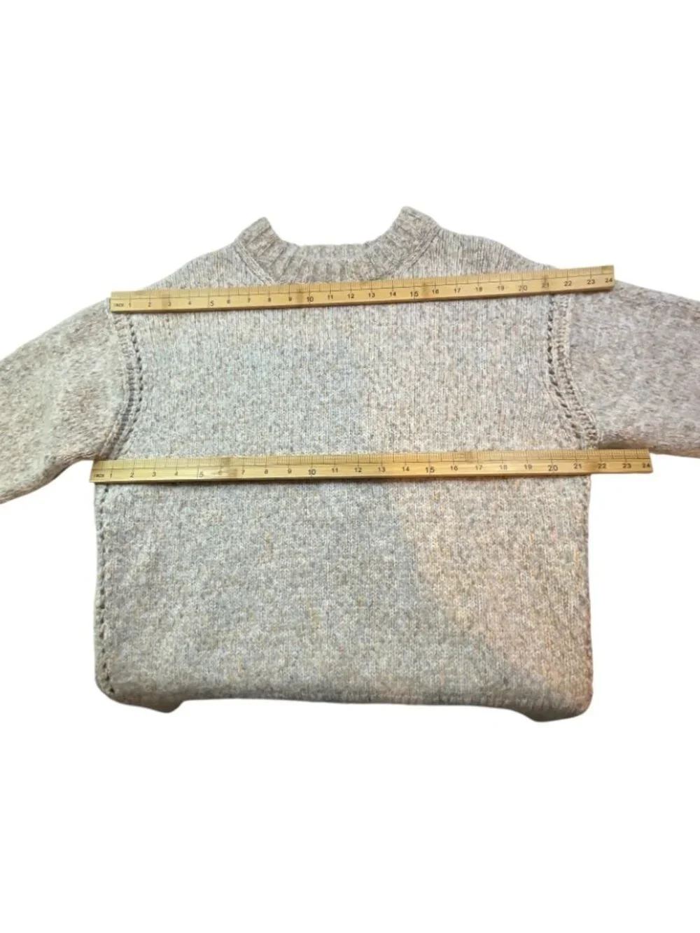 J.Crew Relaxed Pullover Sweater Womens Medium Beige Wool Alpaca Chunky Crew Neck